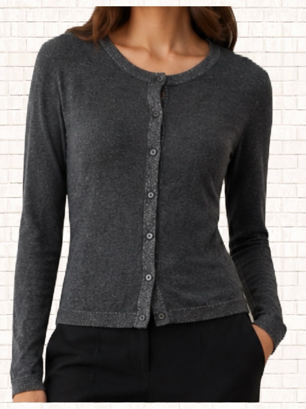 Luxe Sparkle Cardigan • Apostrophe Silver Gray Angora Rabbit Hair Large EUC OBO